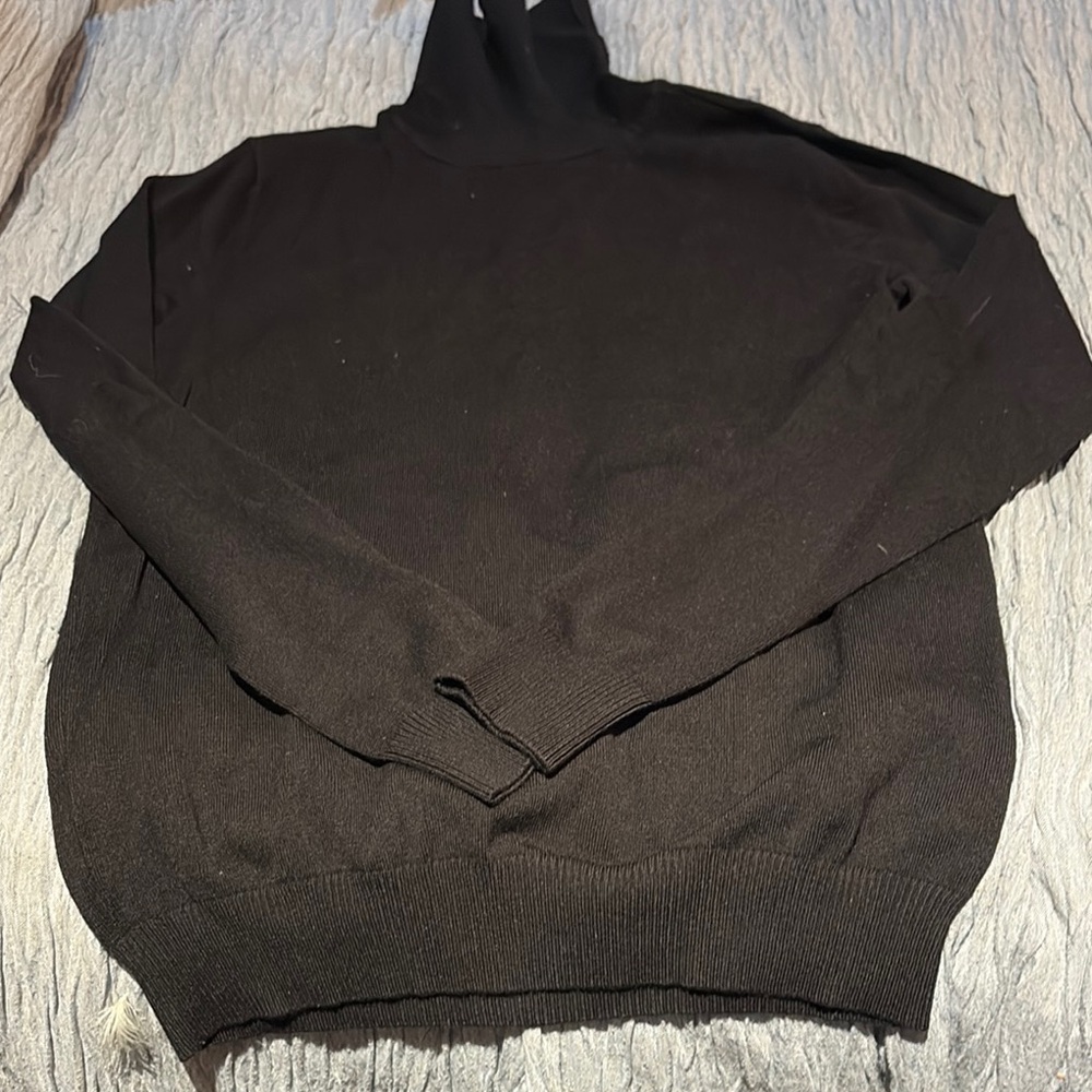 Andrew Marc Black Turtleneck Sweater Classic Knit